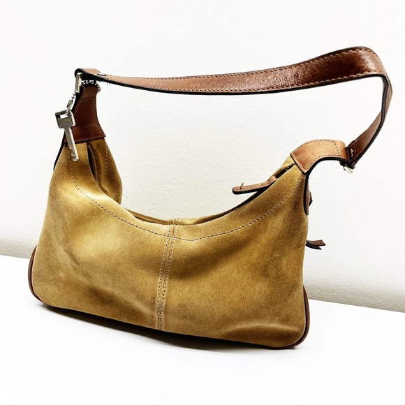 Fossil Handbags - Fossil Tan Genuine Suede Leather Satchel Handbag